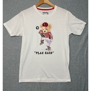 Seven Souls Kids White Graphic T Shirt Baseball Bear Play Hard Size 18
